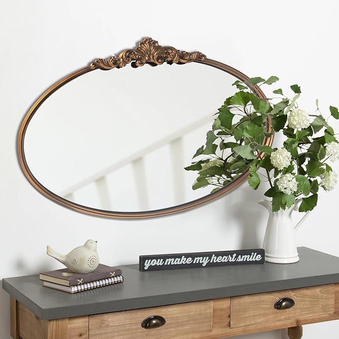WAMIRRO Oval Mirror, Antique Brass Mirrors - Image 5