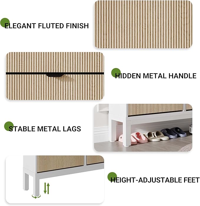 GarveeHome Fluted Shoe Storage Cabinet - Image 6