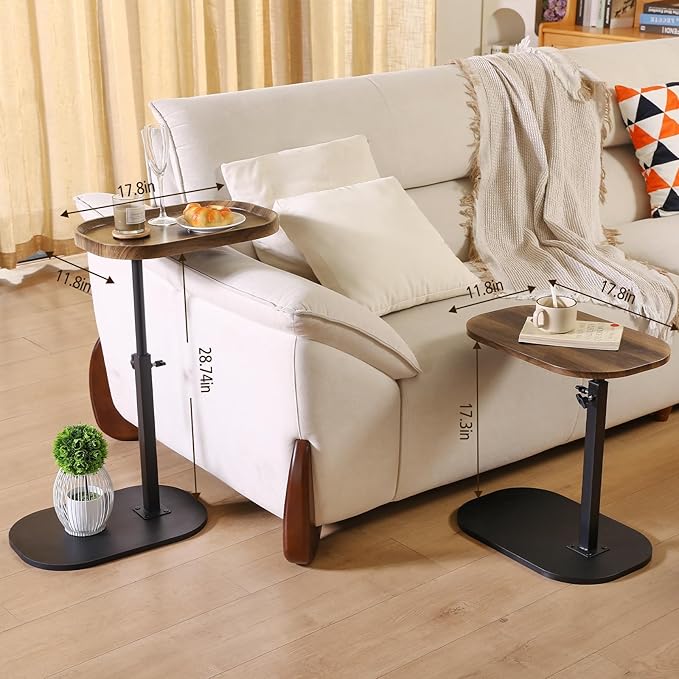360° Swivel TV Tray Table for Dinner, Adjustable Small Bedside Table - Image 3