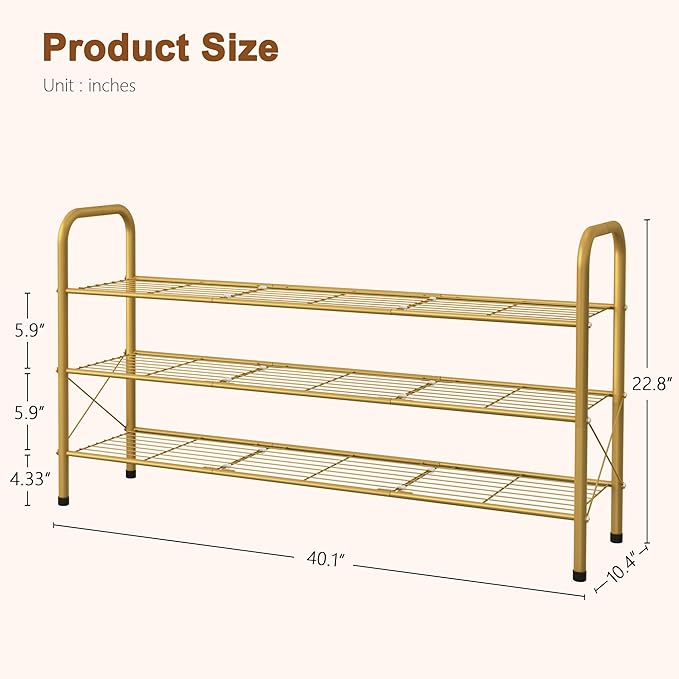 Hoctieon 3 Tier Mesh Style Shoe Rack, Entryway Shoe Shelf, Shoe Storage - Image 3