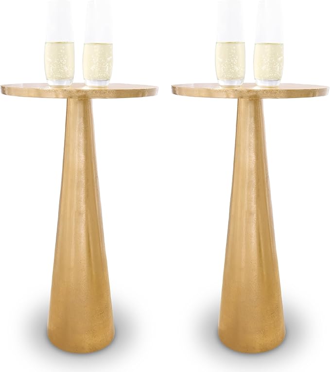 OBJET D'ART Small Round Gold End Tables, Vintage Metal Accent, Coctail and by ObjetDArt