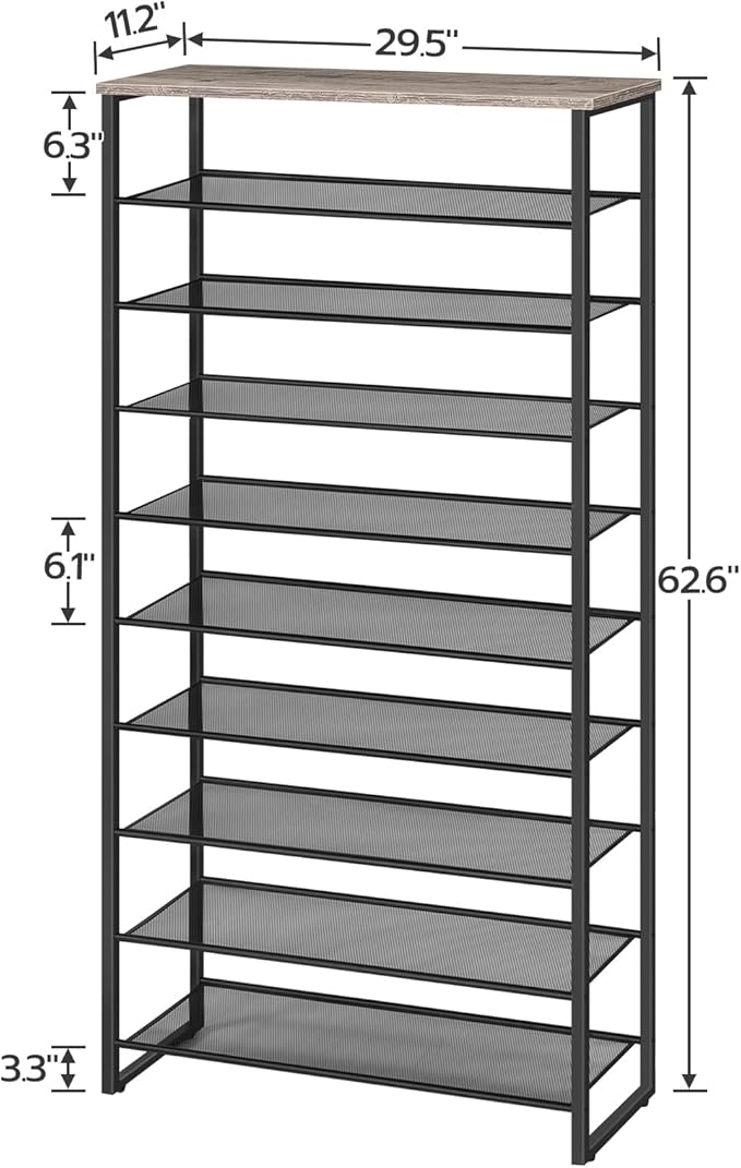 HOOBRO 10-Tier Shoe Rack, 29.5" L Shoe Storage Organizer, Large Capacity Shoe - Image 3