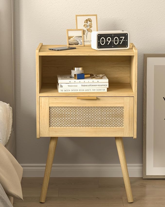 Rattan Nightstand, Modern Bedside Table - Image 8