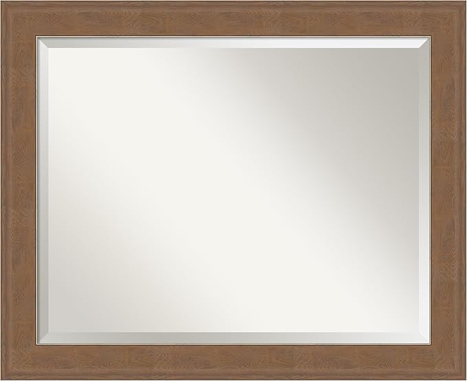 Amanti Art Brown Wall Mirror 27x33 Alta Medium Brown Rectangle Bathroom Mirror by AmantiArt