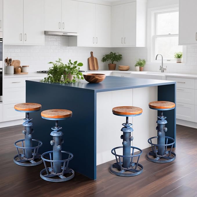 Topower Aged Steampunk Deco Industrial Round Bottom Adjustable Height Cafe - Image 3