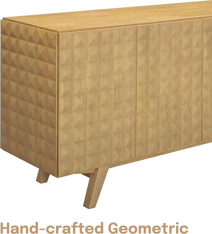 NTC Sapa Mid-Century Modern Solid Wood Sideboard – 4-Door Accent Buffet Cabinet - Image 4