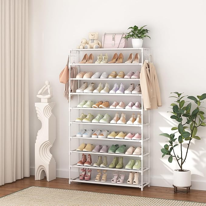 10 Tiers Shoe Rack 50 Pairs Large Capacity Tall Shoe Organizer Sturdy Shoe - Image 7