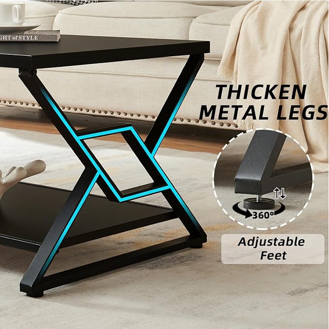HOMISSUE Coffee Table, Rustic Rectangle Coffee Table - Image 5