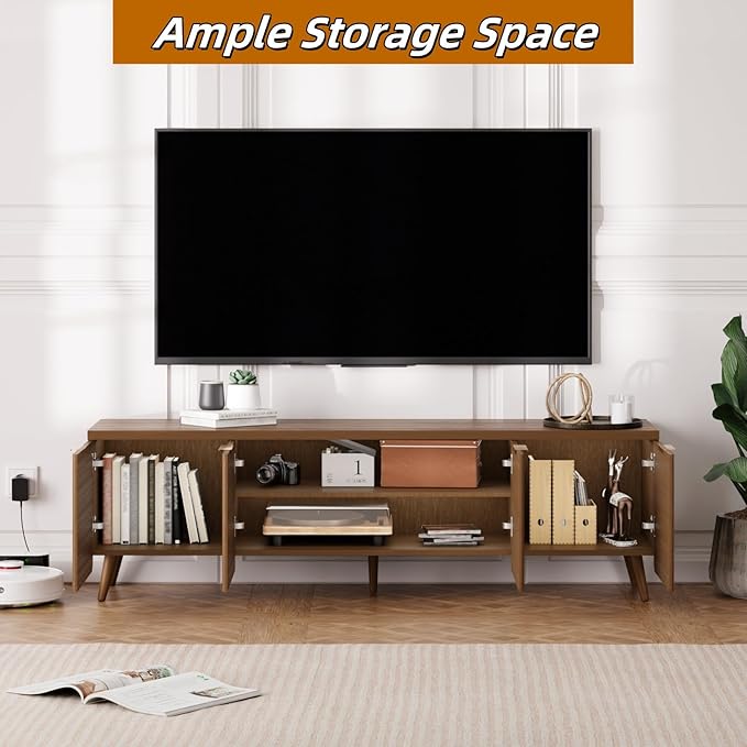 TV Stand for Living Room, Fluted Television Cabinet - Image 3