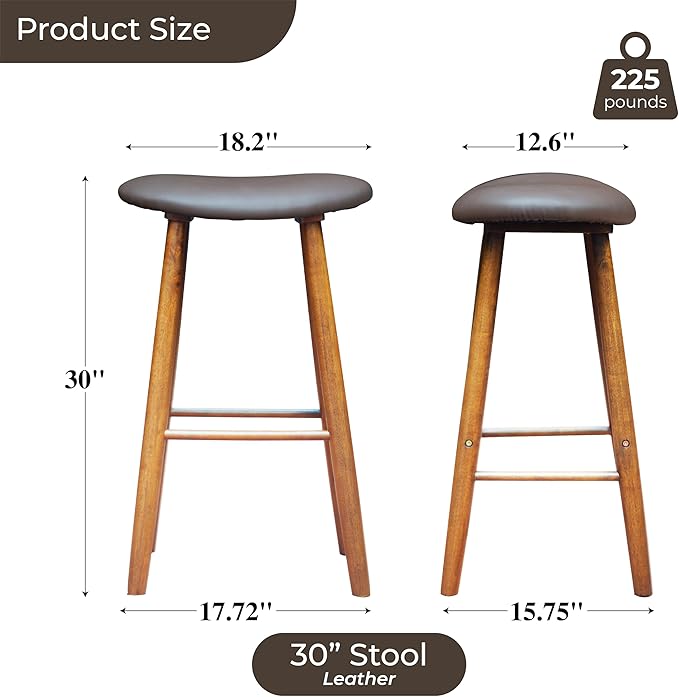 Nora 30" Upholstered Bar Stool, Backless Saddle Seat - Image 2