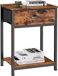 Furologee End Table with Storage Shelf and Fabric Drawer, 2 Tiers Industrial by Furologee