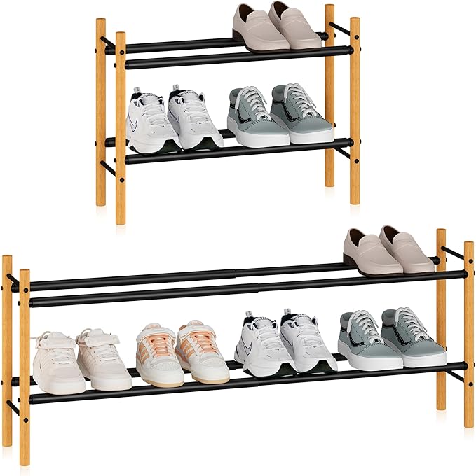 STORAGE MANIAC Expandable Shoe Rack, 8 Pairs Stackable Small Shoe Rack by STORAGEMANIAC