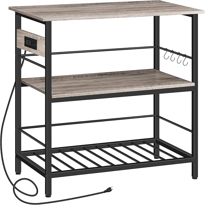 HOOBRO Kitchen Island with Storage, Kitchen Island Table with Power Outlet by HOOBRO