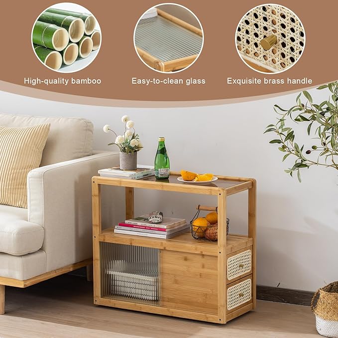 Bamboo & Rattan Side Table - Image 5