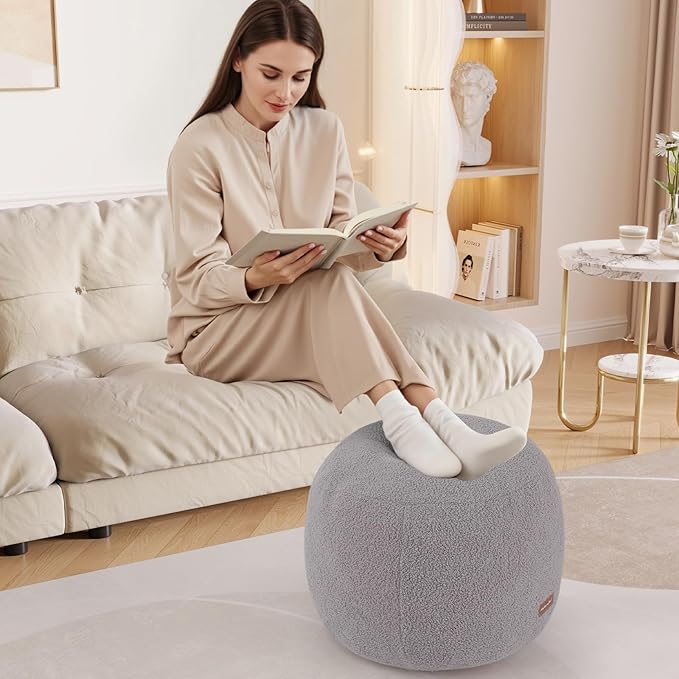 MeMoreCool Stuffed Round Pouf Ottoman Foot Rest, Floor Pouf Foot Stool - Image 2
