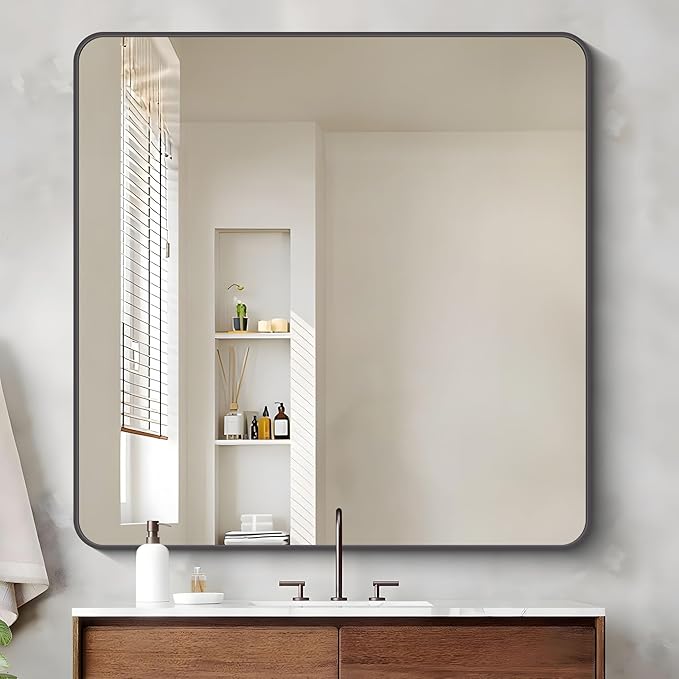 39" x 39"Bathroom Mirror, Matte Black Wall Mirror - Image 3