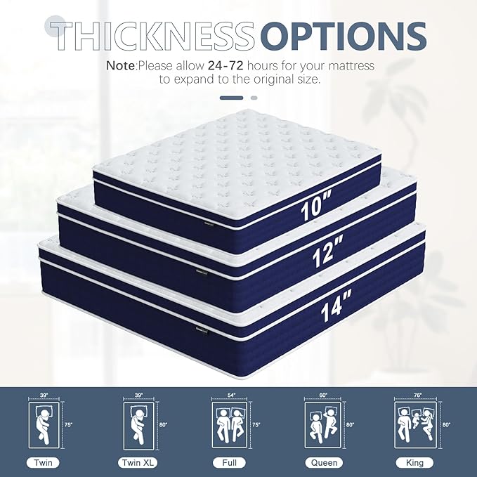 Full Size Mattress, 12 Inch Hybrid Full Mattress in a Box, Gel Memory Foam and - Image 7