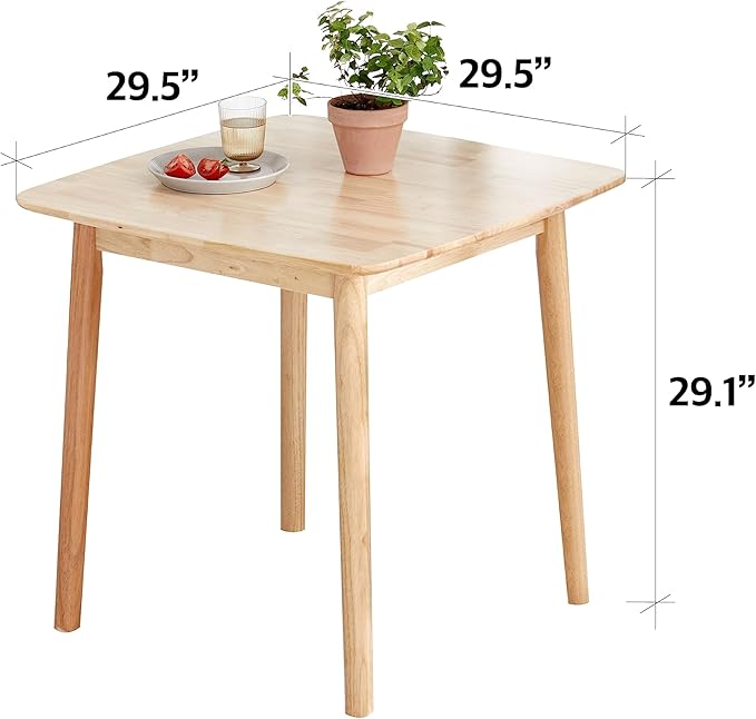 Livinia Aslan 29.5" Malaysian Oak Square Wooden Dining Table/Small Solid Wood - Image 2