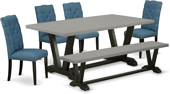 East West Furniture V697EL121-6 6 Piece Kitchen Table Set Contains a Rectangle by EastWestFurniture