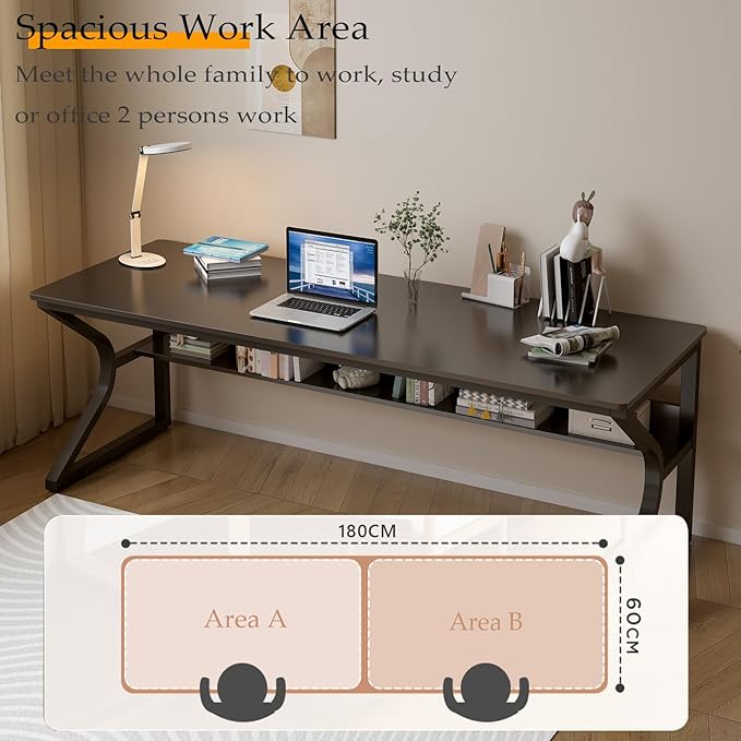 Extra Long Desk with Bookshelf - Image 3