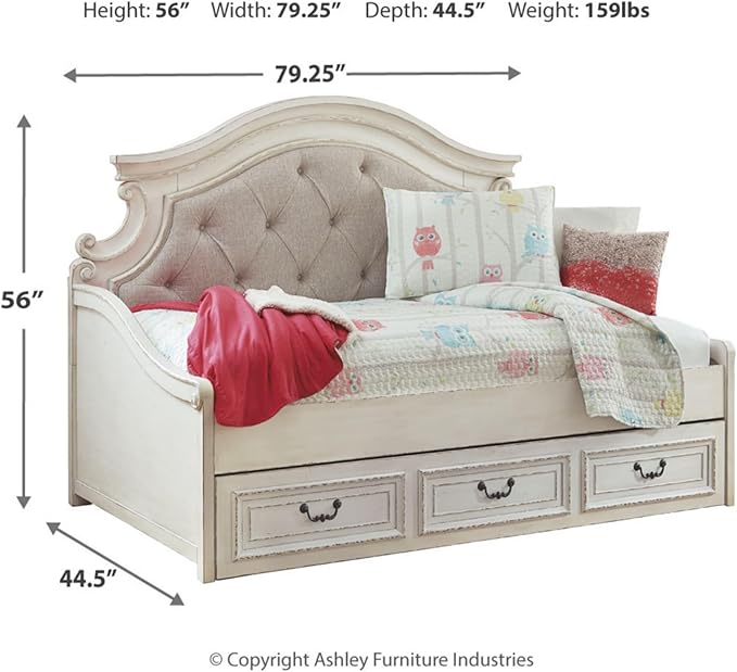 Signature Design by Ashley Realyn Traditional Upholstered Tufted Twin Platform - Image 3