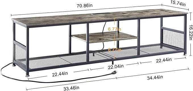 VECELO TV Stand with Power Outlets - Image 10