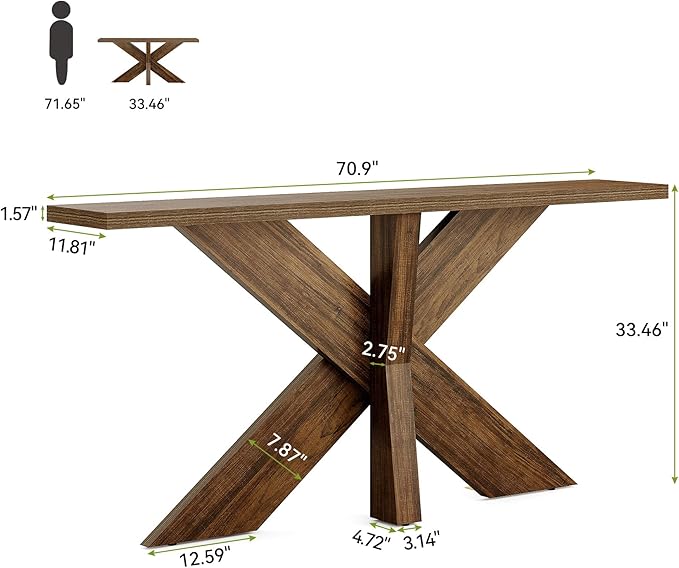 LITTLE TREE 70.9" Narrow Console Table, Industrial Entryway Table - Image 2