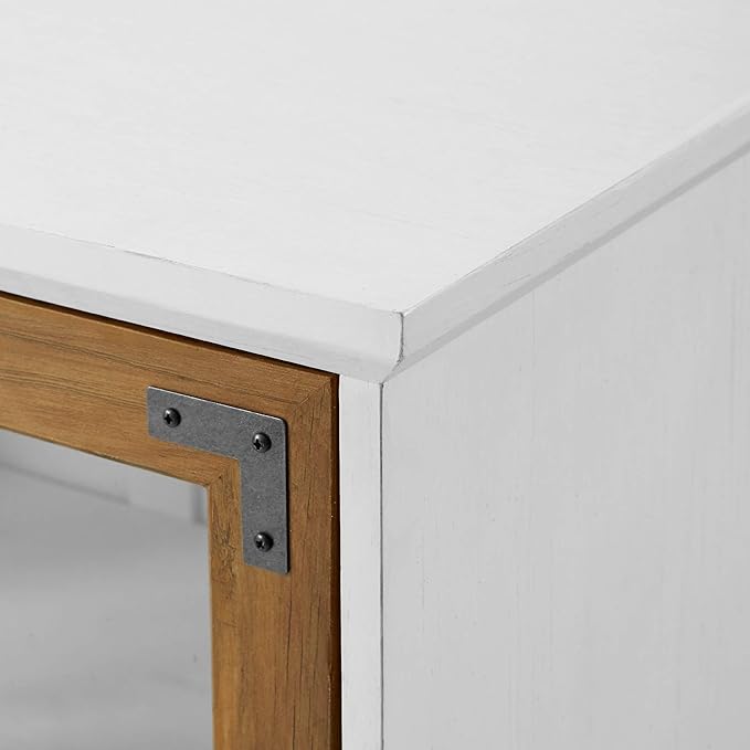 Walker Edison Modern Glass and Wood Universal TV Stand - Image 5