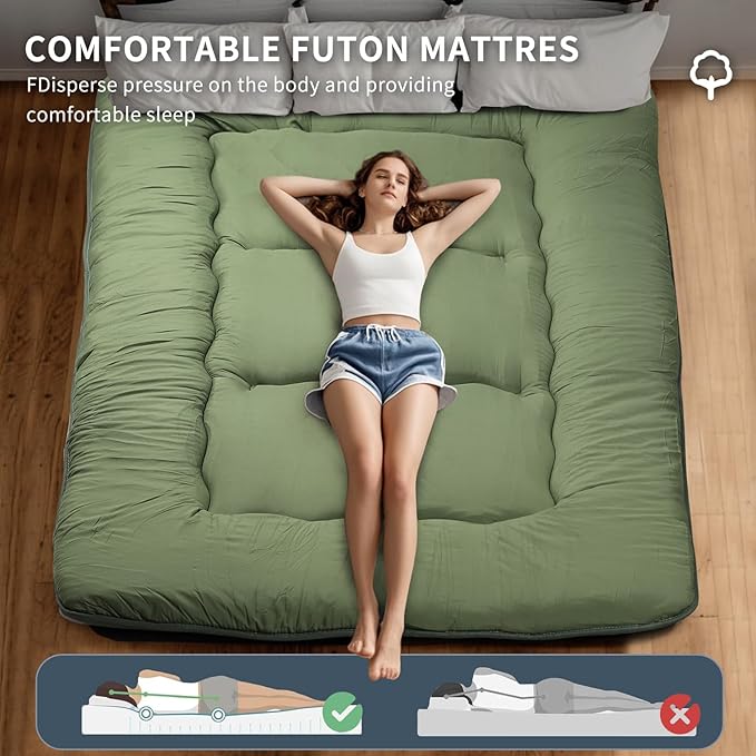 Japanese Floor Mattress, Roll Up Memory Foam Tatami Mat Easy to Store and - Image 4
