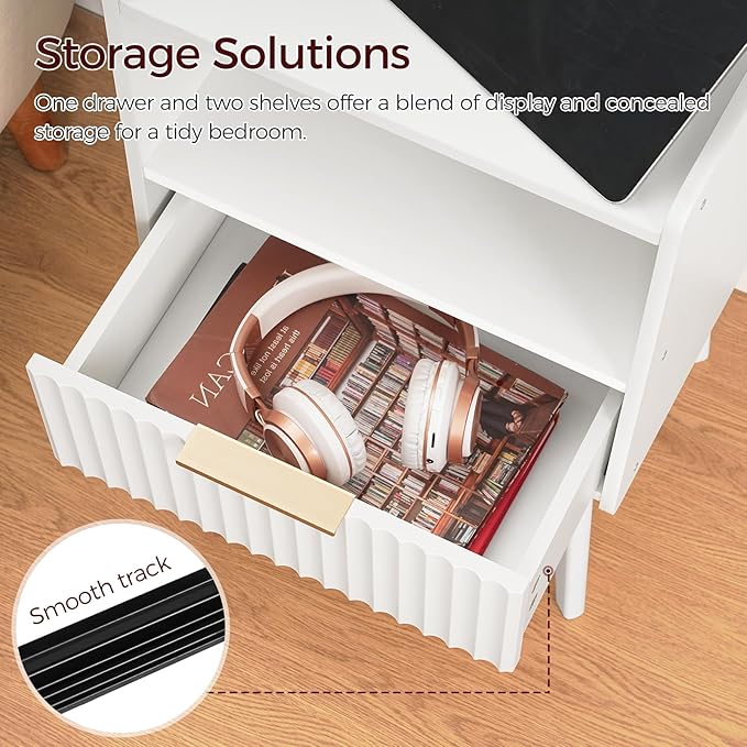 Fluted Nightstand, End Table, Small Modern Bedside Table - Image 5