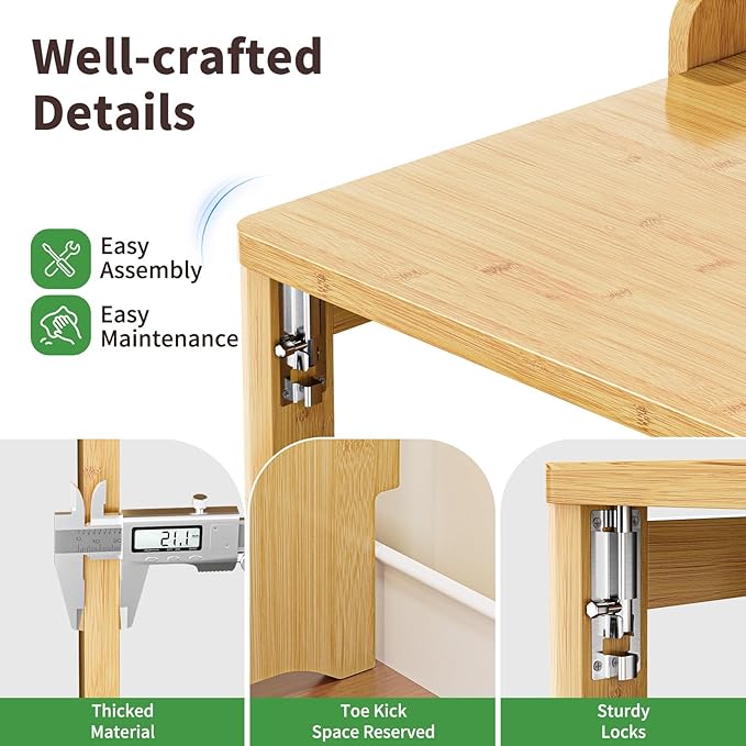 Bamboo Folding Desk with Storage Rack Mid Century Modern Desk - Image 5