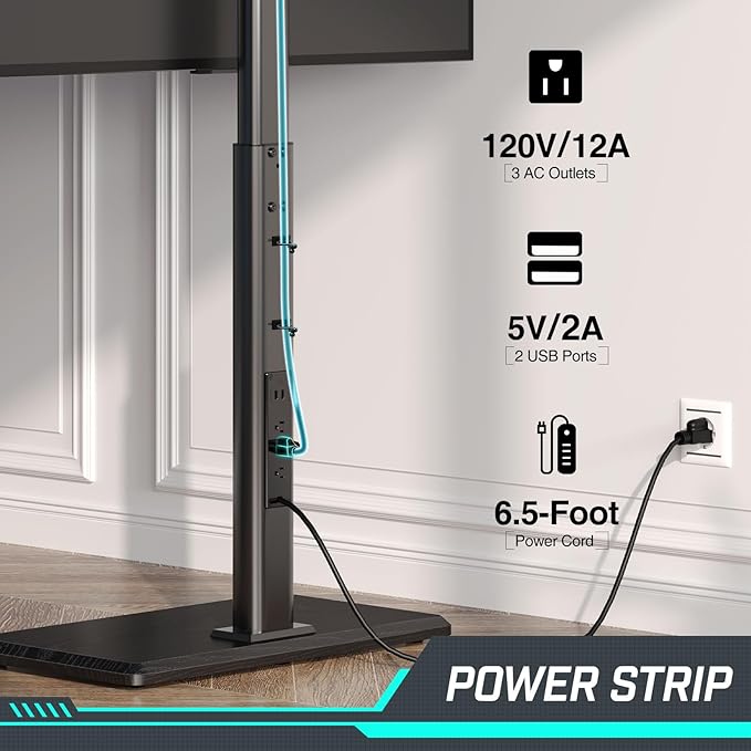 Greenstell TV Stand with Power Outlet, Universal Floor TV Stand - Image 4