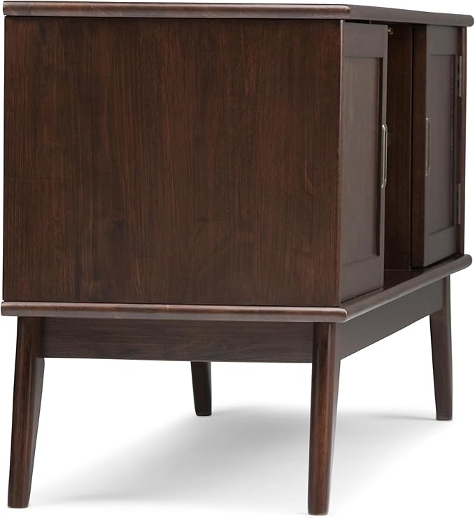 SIMPLIHOME Draper SOLID HARDWOOD 60 inch Wide Mid Century Modern TV Media Stand - Image 9