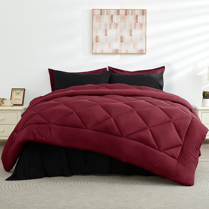 HEVUMYI Red & Black Queen Comforter Set - Image 7
