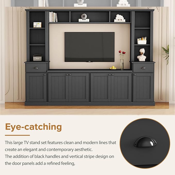 Merax Modern TV Stand Set with Adjustable Bridge - Image 4
