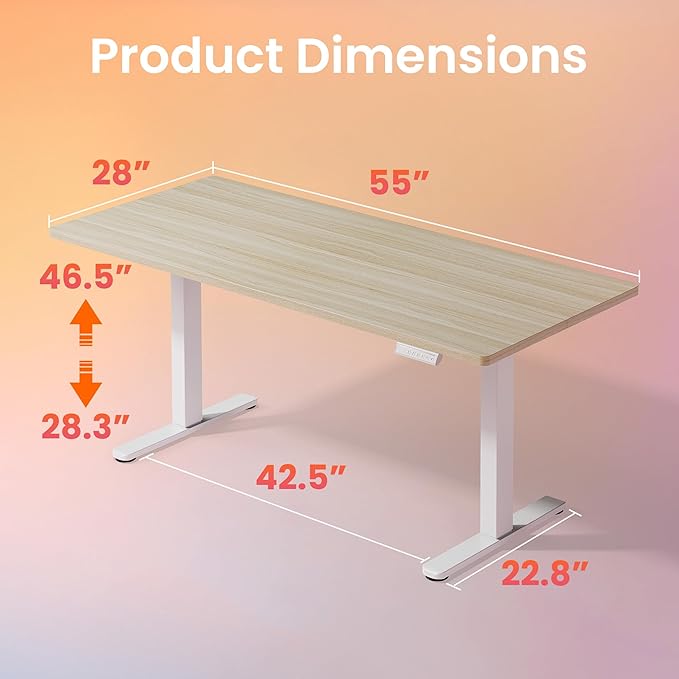 HUANUO 55 x 28 inch Electric Standing Desk Adjustable Height, 4 Memory Height - Image 2