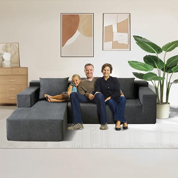 103" Cloud Sectional Sofa, Boneless L-Shape Couch - Image 7