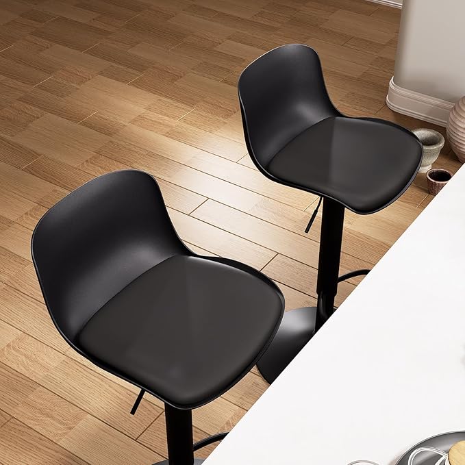 YOUTASTE Black Bar Stools Set of 2 Counter Height Bar Stool Upholstered - Image 4