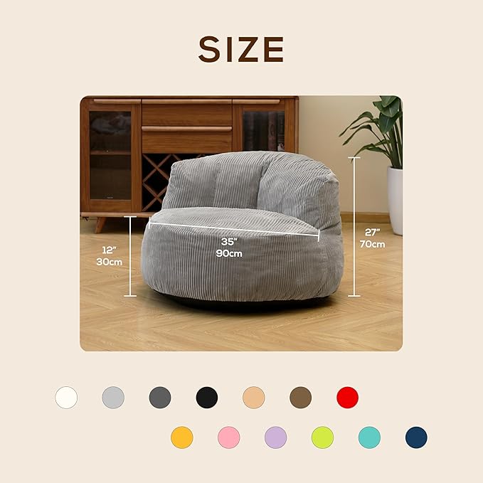 N&V Large Crescent Bean Bag Chair, Adult Size Bean Bag Sack, Foam Filling - Image 2