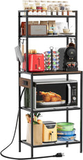 S1 Kitchen Bakers Rack with Power Outlet, Microwave Stand with Storage 5-Tiers by Roxibelt