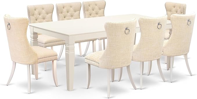 East West Furniture LGDA9-LWH-32 9 Piece Dining Table Set Includes a Rectangle by EastWestFurniture