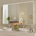 WEER White Bathroom Mirror 55X36 Inch, Rounded Rectangle White Metal Frame by WEER