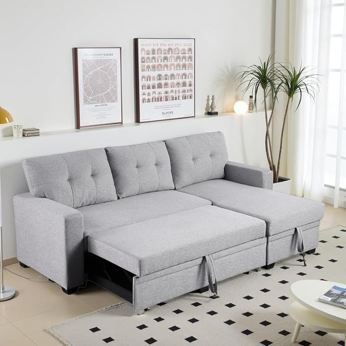 L-Shape Sofa Bed, Pull Out Sleeper Sofa - Image 5