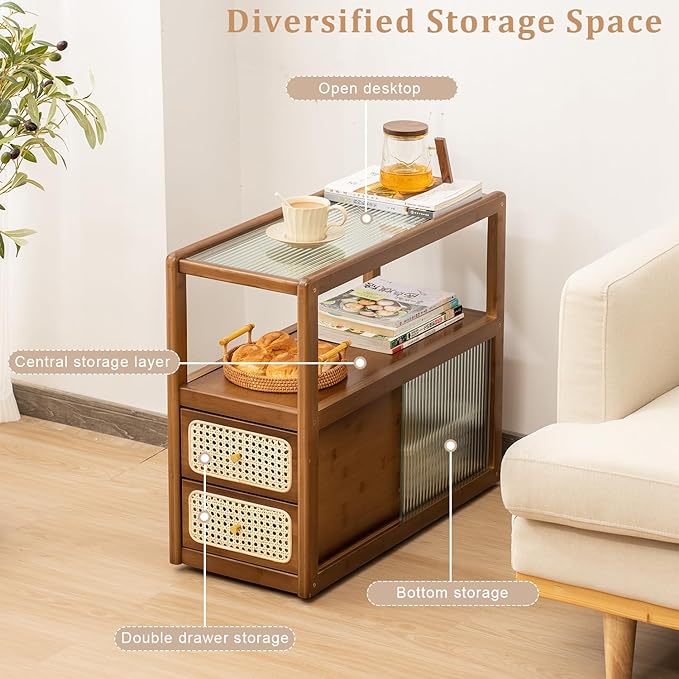 Bamboo Side Table Nightstand - Image 6