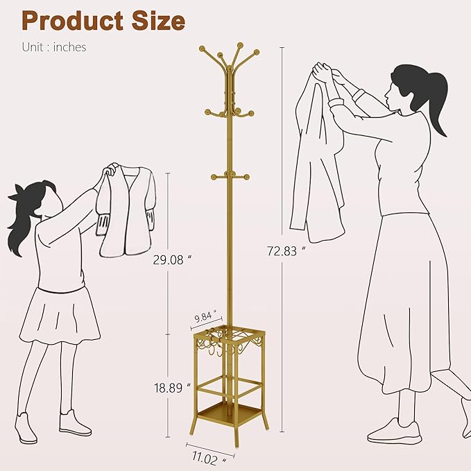 Hoctieon Coat Rack Freestanding, Coat Tree - Image 8