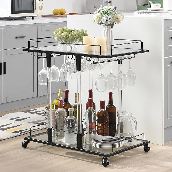 Bar Cart for Home Bar Chrome Serving Cart - Image 3