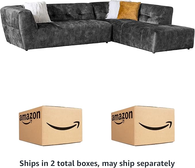 Acanva Luxury Mid-Century Velvet Tufted Low Back Sofa Set L-Shape 2-Piece - Image 5