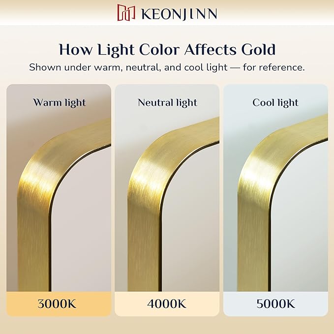 Keonjinn Gold Bathroom Mirrors for Over Sink 48” x 24” Large Brushed Brass - Image 4