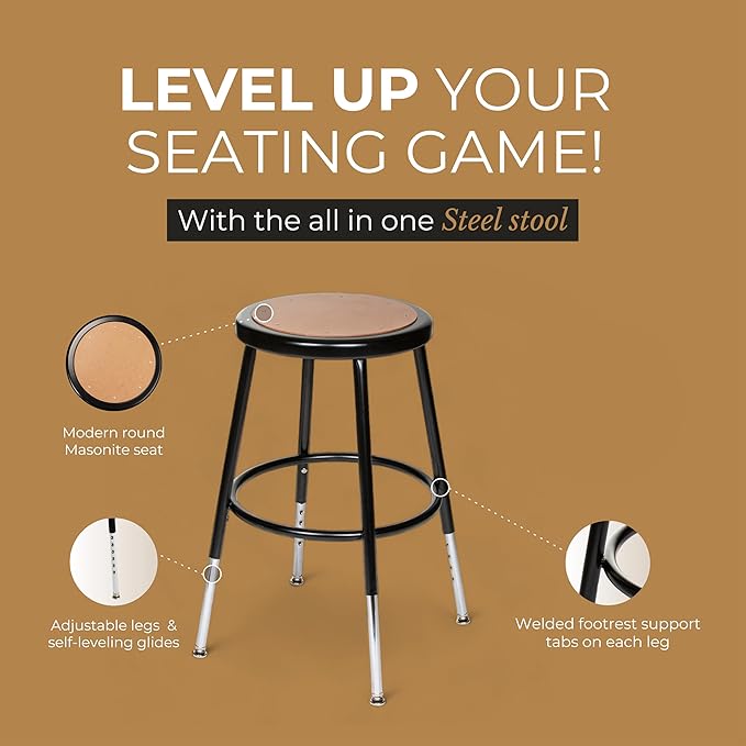 OEF Furnishings (2 Pack Height Adjustable Steel Stools - Image 4