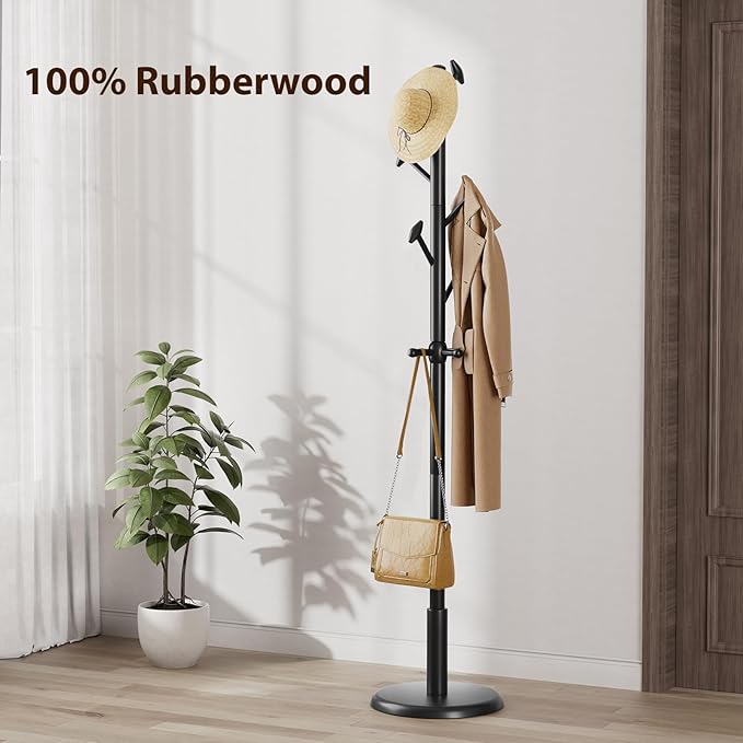Solid Wood Coat Rack Freestanding Coat Tree - Image 6